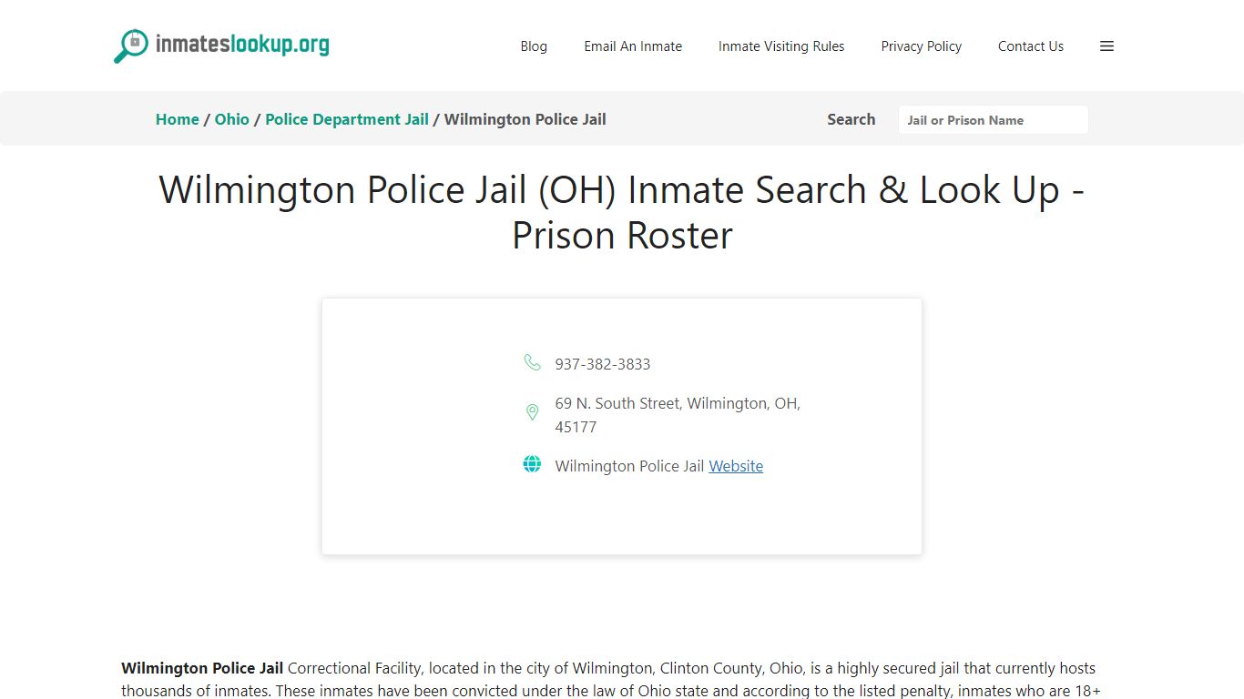 Wilmington Police Jail (OH) Inmate Search & Look Up - Prison Roster